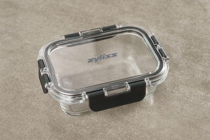 Zyliss Glass Food Storage Container 12.5oz, Shatter Resistant Borosilicate Glass, Airtight Leakproof Tritan Lid, BPA Free, Microwave, Freezer & Dishwasher Safe .37l/.39qt (6.2 x 4.7 x 2.2)