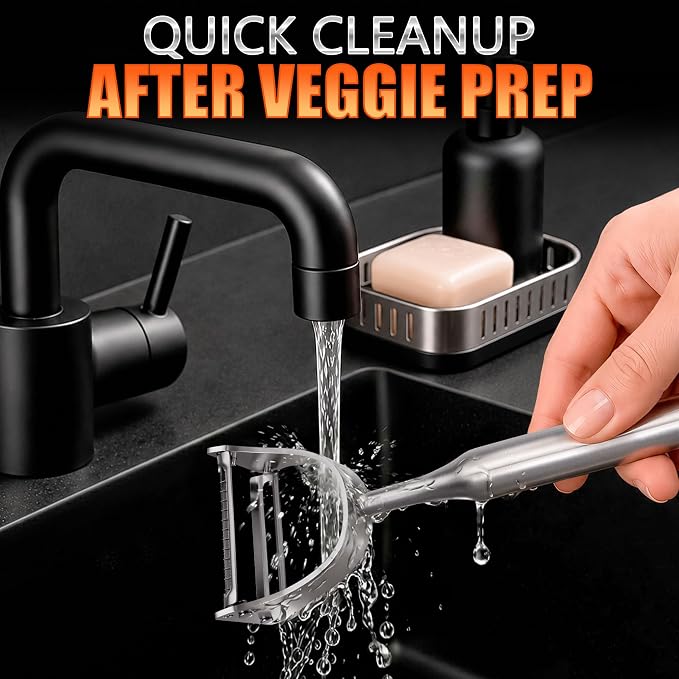 Stainless Steel Vegetable Peeler, 2-in-1 Peeler and Julienne Shredder Tool with Dual-Sided 420J2 Sharp Blade That Replaces Two Tools for Carrots, Cabbage, Potatoes, Cucumber, 5.6-Inch Ergonomic Handle