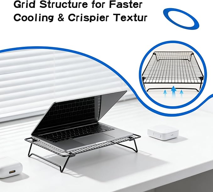 Cooling Racks for Cooking and Baking, Cookie Cooling Rack, 2-Pack with Sizes 16.93X11.02X3.15 Inches & 13.4x9.4x2.36 Inches, Sturdy Baking Cooling Racks for Cookies, Cakes
