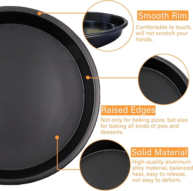 6 Inch Deep Pizza Pan,Non-Stick Round Baking Tray,Black,1Pcs | Kitchen Bakeware Tool,Lightweight,Long-Lasting,Easy To Clean,For Baking Pizza,Cakes,Quiches And Homemade Baking