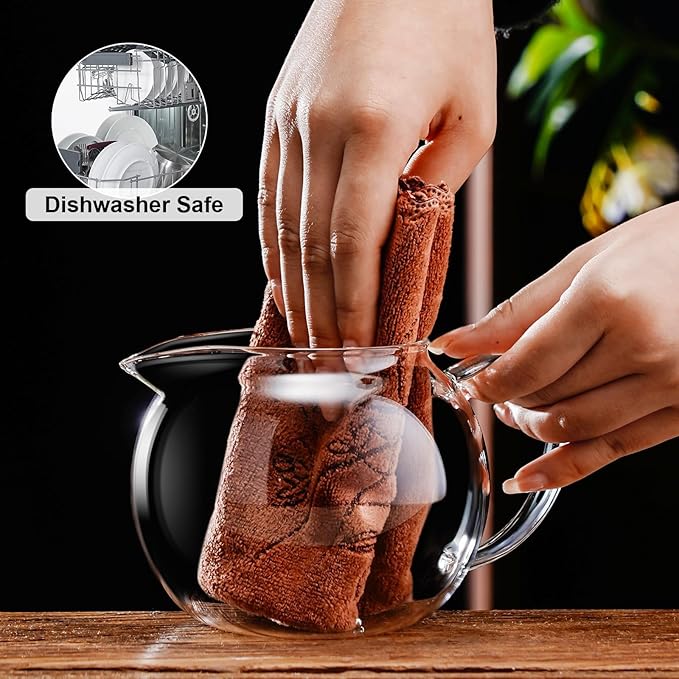 PARACITY Tea Pot with Infuser, 34 oz Stovetop Glass Tea Kettle, Round Body | Borosilicate construction and removable 18/8 stainless steel strainer support blooming, herbal and loose leaf brewing