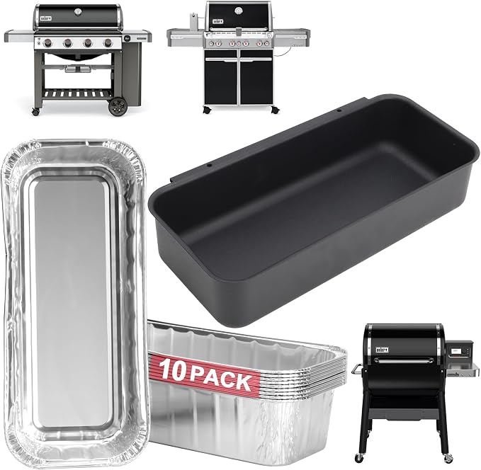 70379 Catch Pan Kit for Weber Summit/Genesis II/ II LX 400 & 600 Parts | Fits Weber Searwood 600 SmokeFire EX4/EX6 Series, 10 PCS drip pan replace 6498 6417, heatproof, easy to install,easy to clean