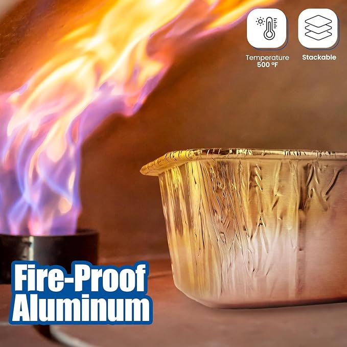 Disposable Aluminum Loaf Pans 2lb for Baking, Serving and Storing - Heat Resistant Disposable Bread Loaf Pan Ideal for Hot/Cold Foods, Freezer & Oven Safe (50 Pack)
