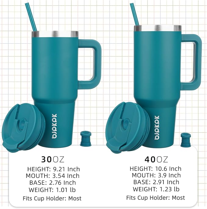 BJPKPK 30 oz Insulated Tumbler with Handle & Straw, Stainless Steel | Double Wall Vacuum Insulation, Leak Proof, BPA Free, Dishwasher Safe, Cupholder Friendly, Travel & Outdoor, Laguna