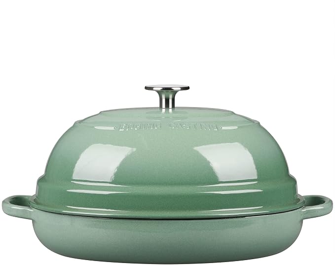 EDGING CASTING Enameled Oval Cast Iron Dutch Oven Pot with Lid, Bread Dutch Oven for Sourdough Bread Baking, Dutch Oven Bread, Bread Oven, 6QT, Sage Green
