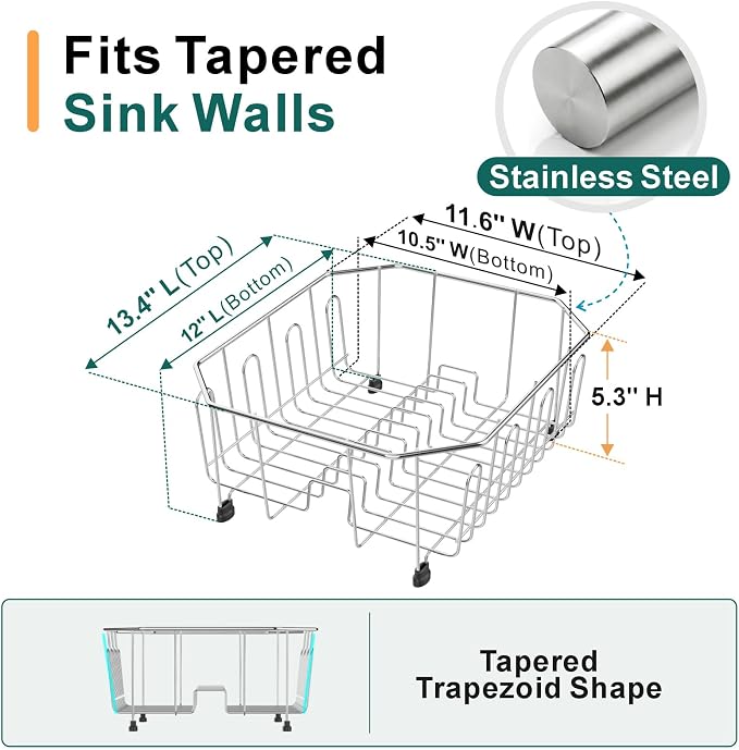 Swedecor Small in Sink Dish Drying Rack - Stainless Steel for Kitchen RV | 11.6" W x 13.4" L compact Design, Space-Saving