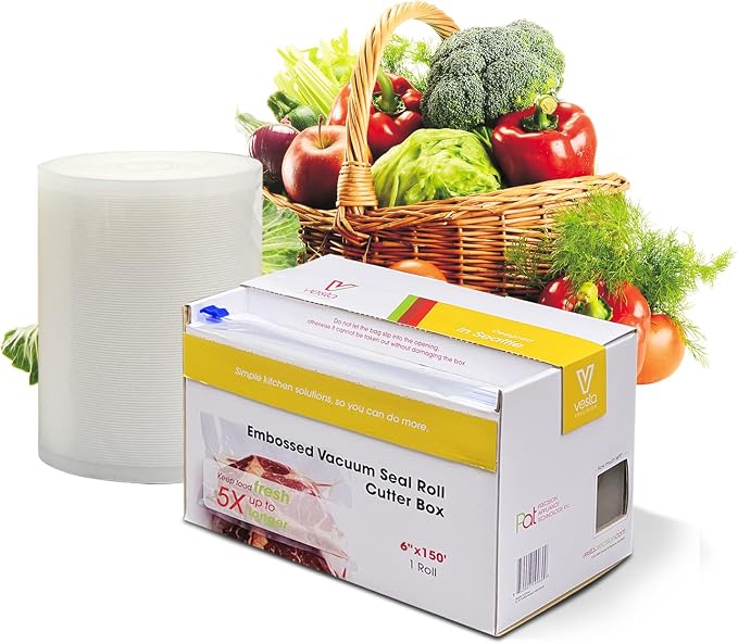 6" x 150' Vacuum Sealer Bags for Food Saver, Rolls with Cutter Dispenser | Commercial Grade Vacuum Sealer Rolls for Custom Sizing, BPA-Free, Ideal for Sous Vide Cooking, Meal Prep and Storage