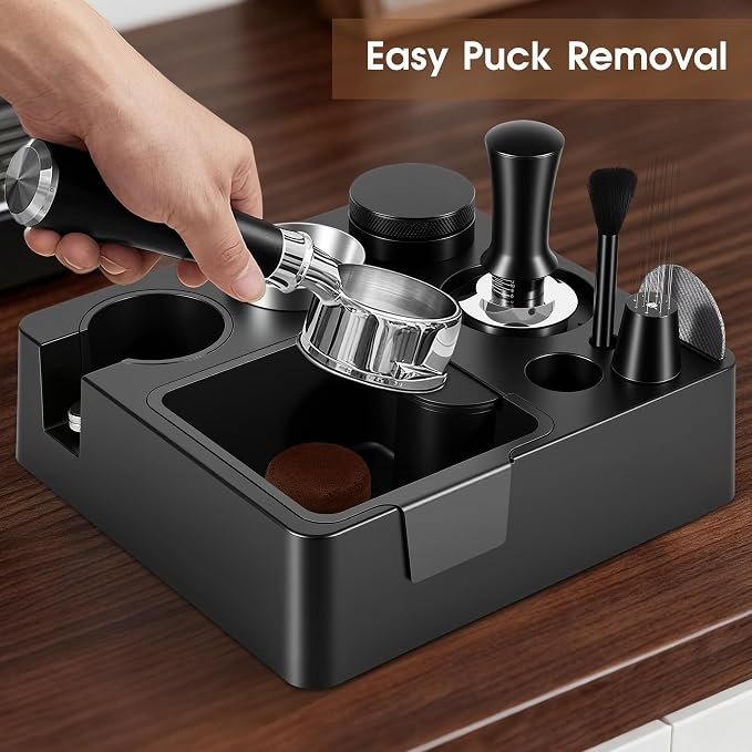 Reoszeank 58mm Espresso Accessories Kit, Tamping Station, Knock Box, Tamper | Coffee Distributor Leveler, WDT Distribution Tool, Dosing Funnel, Puck Screen, fits 58 mm Espresso Machines