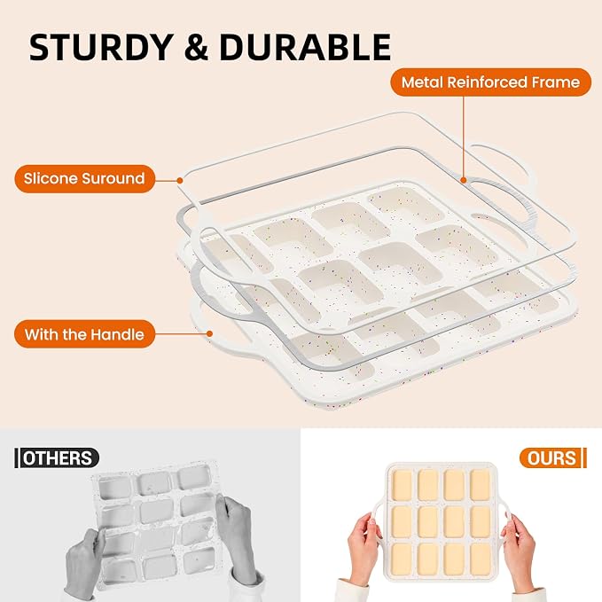 Silicone Mini Loaf Pans with Metal Reinforced Frame, Mini bread loaf pans | BPA Free, Oven Dishwasher Safe, Food-Grade Silicone, 1 Pack, for Baking Cornbread, Bread, Brownie, Meatloaf