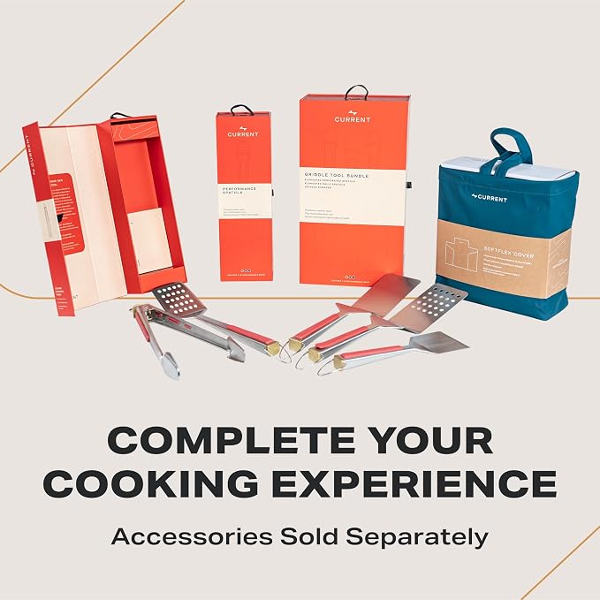 Current® Model G Smart Electric Griddle, Flat Top, Slate | Apartment-Friendly and Weather-Resistant; App-Connected Control from 200°F to 600°F for BBQs, Searing and Roasting.