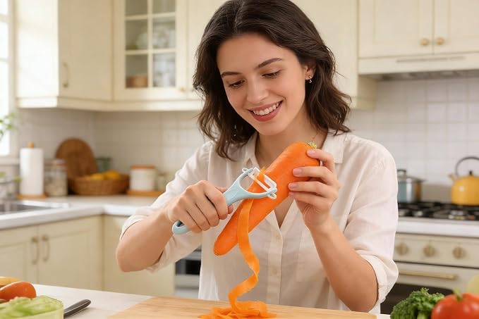 2-Pack Ceramic Y-Peeler Set - Sharp Rust-Proof Vegetable & Fruit Peelers, Blue