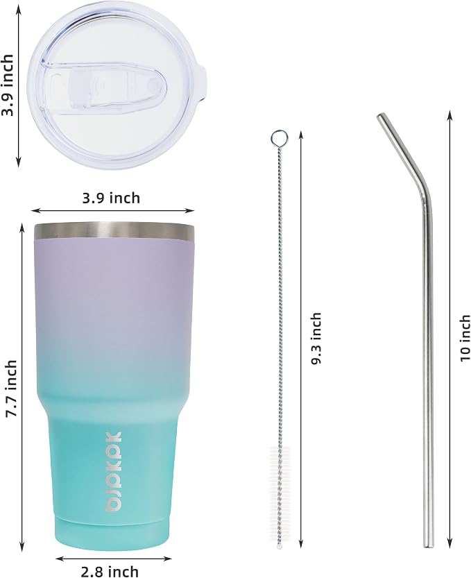 BJPKPK 30 oz Tumbler with Lid and Straw, Insulated Stainless Steel Cup | Double Wall Vacuum, BPA Free, Leak Proof, Keeps Hot/Cold, Travel & Beach Ready, Car Holder Fit, Lavender Green