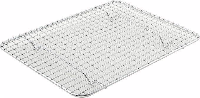 Winco Pan Grate, 8-Inch by 10-Inch,Chrome, Half Size | Baking support, Foodservice, Great for Steam Tables, Buffets and Food Preparation