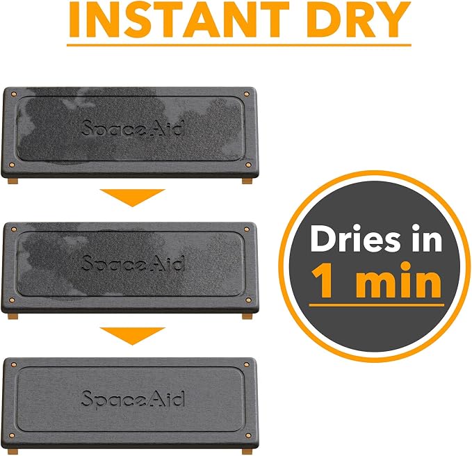 SpaceAid DryingNeat Sink Organizer, Instant Dry Sink Caddy Organizers, Kitchen Sponge Soap Holder Dispenser, Countertop Fast Drying Rack (Bamboo Feet, Dark Gray)