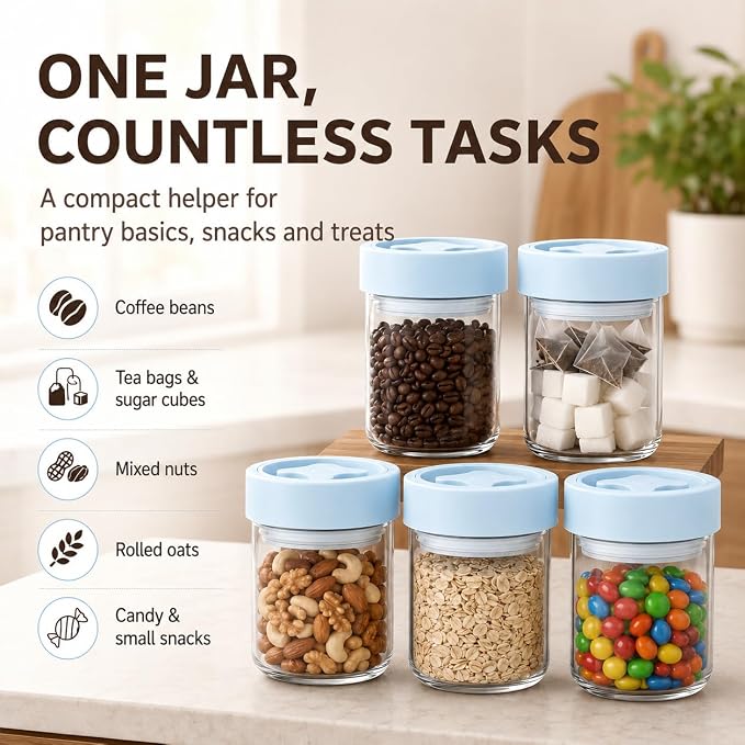 13 oz Small Airtight Glass Overnight Oats Containers with Lid | Twist Seal, Silicone Ring, Wide-Mouth Borosilicate Container for Yogurt, Chia Pudding, Fruit, Snacks and Meal Prep