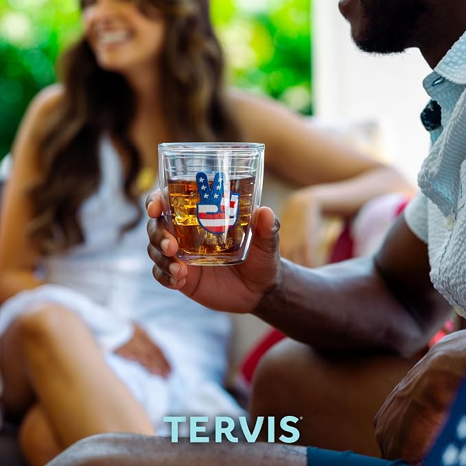 Tervis Clear & Colorful Tabletop 12oz Made in USA Double Walled Insulated Tumbler Travel Cup Keeps Drinks Cold & Hot, 12oz - 4pk, Clear | Made in USA, Double-wall Insulated, Shatterproof, BPA-Free, Dishwasher Safe, Fits Most Cupholders, Great to Gift, ...