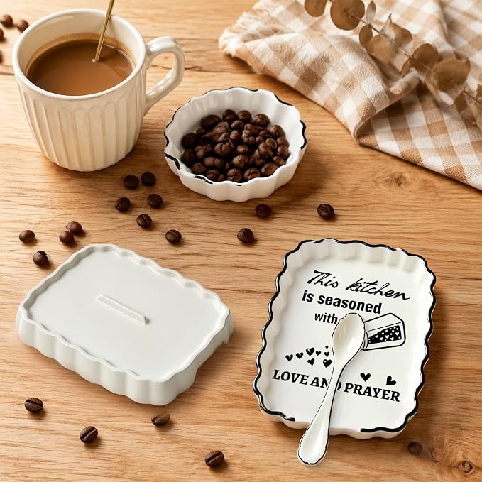 Christian Religious Kitchen Gifts for Women Mom Wife, Kitchen Spoon Rest | Ceramic Spoon Holder for Stove Top Kitchen Counter Decor Cooking Utensil Rest, Farmhouse Kitchen Decor