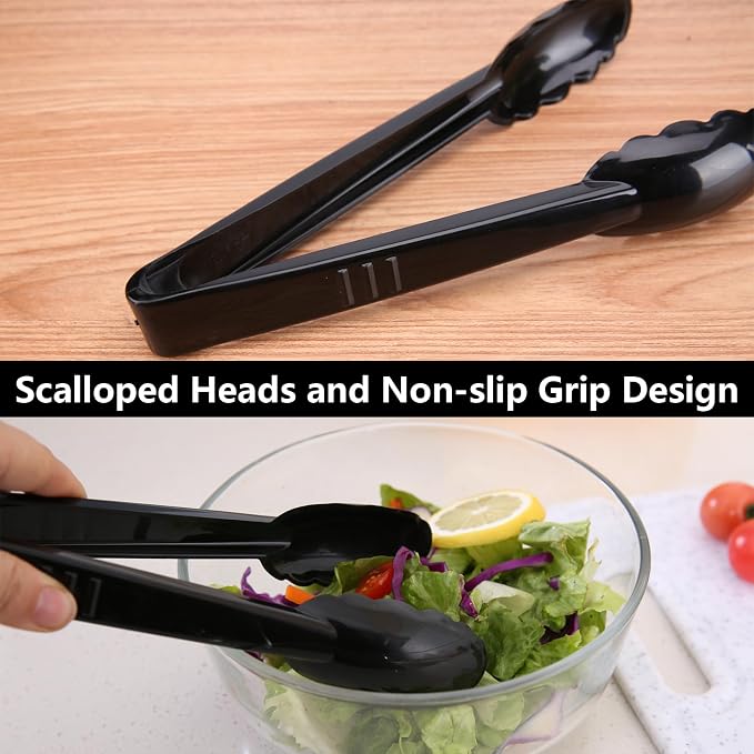 Plastic Serving Tongs Disposable Kitchen Tongs for Food Salad | 9 Inch Heavy Duty, BPA free, 24 Pcs, Perfect for Buffet, BBQ, Parties, Catering Supplies, Wedding, Banquet, Fruit, Ice