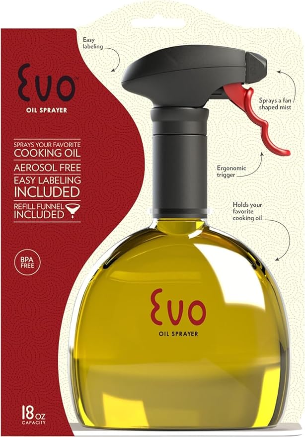 Evo Original Oil Sprayer, Non-Aerosol for Olive Oil, Cooking Oils, and Vinegars, Yellow, 24-Ounce Capacity