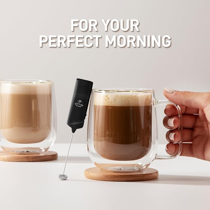 Mini & Mighty Milk Frother Wand – Powerful Handheld Coffee Frother, Battery Operated Drink Mixer – Compact Pocket Size – Detachable Whisk for Latte, Cappuccino, Matcha, Hot Chocolate