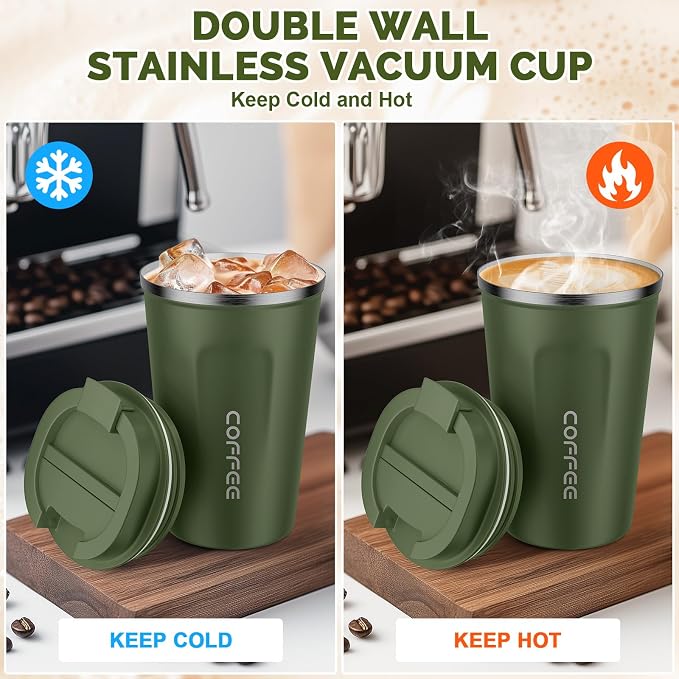MOMSIV 12oz Travel Coffee Mug, Insulated Coffee Cup with Leakproof Lid | 6-Hour Heat Retention, 360°Leak proof, Vacuum Stainless Steel Double Walled, BPA-free, Reusable And To Go Coffee Mug