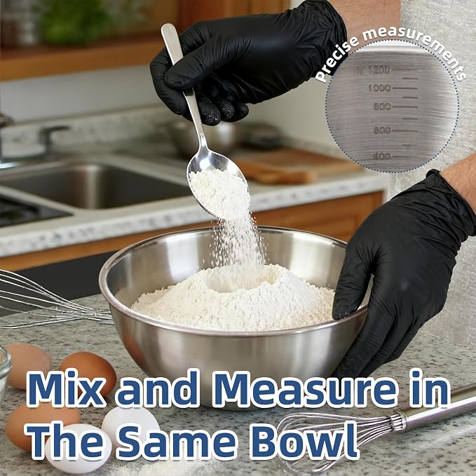 4-Piece Stainless Steel Mixing Bowls (6.3") Metal Bowl Set with Measurement Marks, Dishwasher Safe & Stackable - Perfect for Baking, Meal Prep, Salad Making