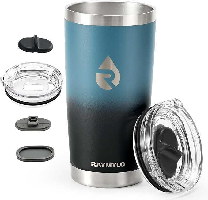 RAYMYLO Travel Coffee Tumbler, Insulated Travel Coffee Mug Cup, 20oz | Detachable Lid for Thoroughly Clean, Cup Holder Friendly for Outdoor, Double-Wall Vacuum Insulation, Spill Proof & BPA Free