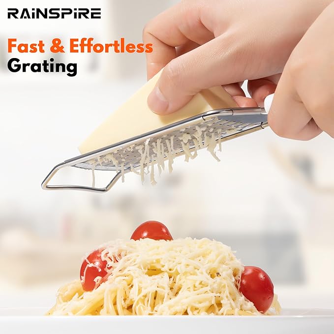 Professional Cheese Graters for Kitchen Stainless Steel Handheld, Metal Lemon Zester Grater With Handle For Cheese, Chocolate, Spices, Kitchen Gadgets Tools, Soft Grip Handle (Blue)