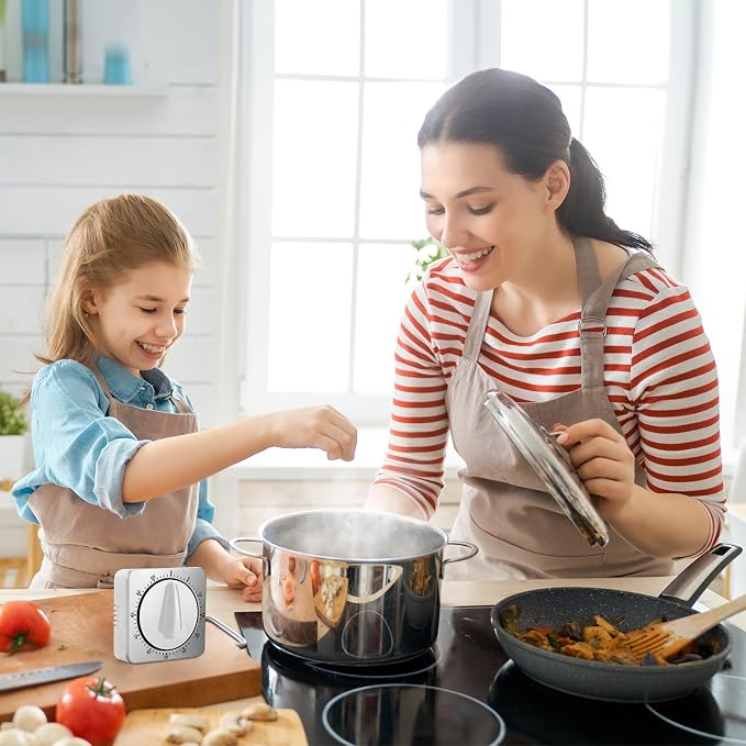 Kitchen Timers for Cooking, Chef Cooking Timer Clock with Loud Alarm,100% Mechanical Desk Timer - No Batteries Required - Magnetic Backing, Exquisite Stainless Steel Body - Countdown Reminder Magnetic