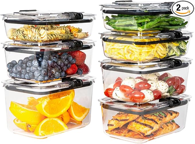 Prepara Latchlok 7.8 Cup Tritan Food Storage Container, Set of 2, Clear