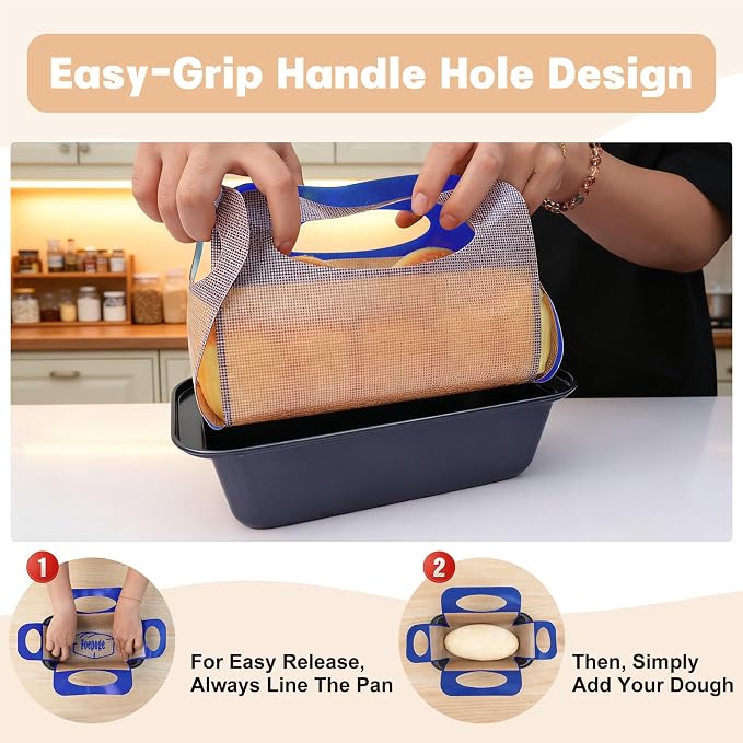 Loaf Pan with Liners Set: Nonstick 9 x 5 Inch Bread Pan for Homemade Baking | 2-Pack for Homemade Oven Baking - Rectangular Baking Tray for Kitchen Home Baker Make Sourdough Banana Sandwich 9x5 Brioche
