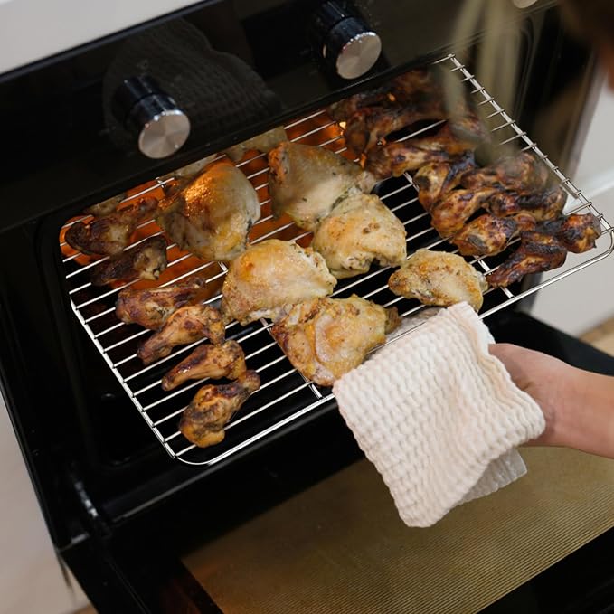 P&P CHEF 4 Pcs Baking Wire Rack for Cooling, 8.6 + 9.7+ 11.6 + 15.3 Inch | Rectangle Cooling Racks for Cooking and Roasting, Fit for Oven Pan, Healthy & Non-Toxic, Rust Free & Dishwasher Safe