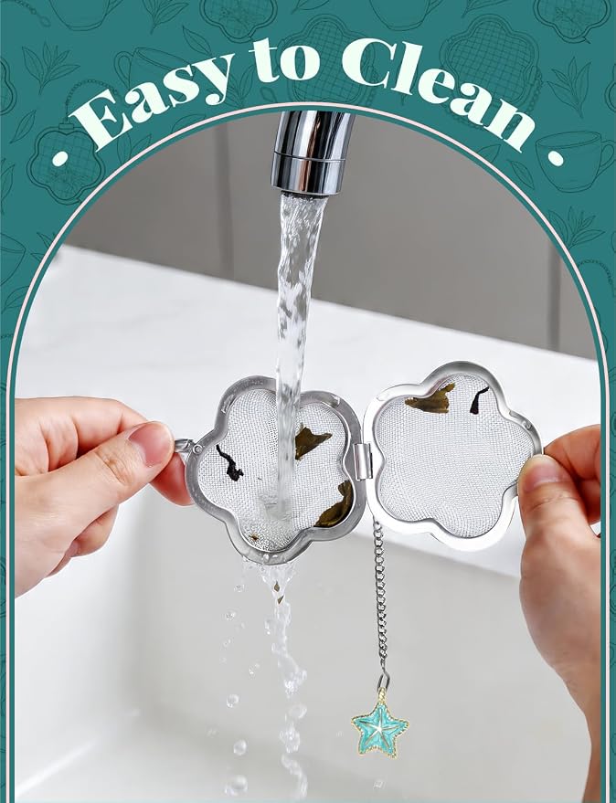 2 Pack Tea Infuser for loose tea,2.3 inch Flower Design Stainless Steel Tea Ball with Precious pendant,Fine Mesh Strainer for Brew Tea,Spices & Seasonings（Starfish & Shell）