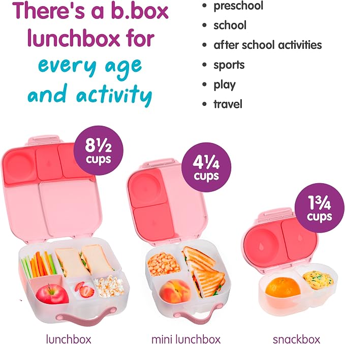 b.box Mini Lunch Box, Snack Containers for Kids, Lunch Box Kids, 4.25 Cup | Bento Box for Kids, Sanck Box, Lunch Containers, Leak Proof, Dishwasher Safe, BPA Free, PFAS Free, Ages 3+ — Flamingo Fizz
