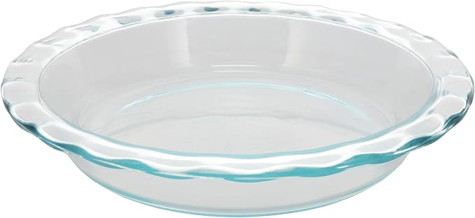 Pyrex Fluted Rim Glass Pie Plates (2-Pack) - Made in USA | Scalloped Edge Design | Tempered Construction | Even Heat Distribution | Scratch Resistant Surface | Stackable Storage