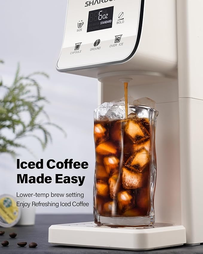 Coffee Maker Hot & Iced With Bold Setting,Single Serve Coffee Maker For K Cup And Grounds,52 Oz Removable Water Tank,6-14 Oz Brew Sizes,One Cup Kcup Coffee Machine With Reusable Filter, White