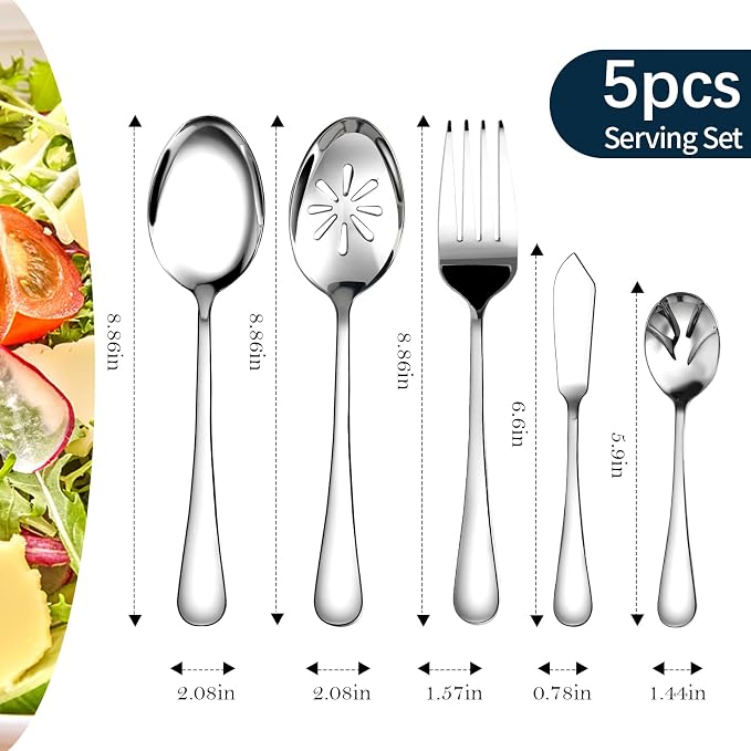 Silverware Set for 12 with Serving Utensil,Stainless Steel Flatware Cutlery | Heavy Duty Steak Knife Fork and Spoon, Dishwasher Safe, Gift Package for Wedding Housewarming