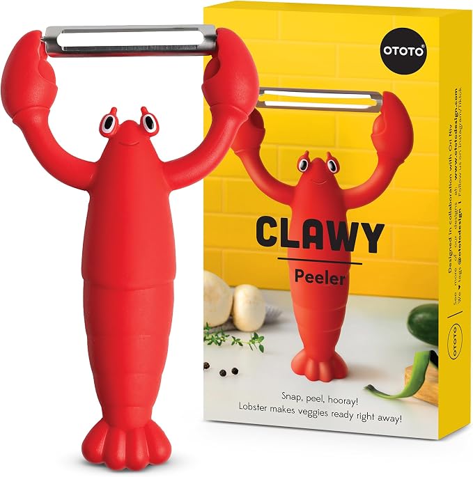 OTOTO Clawy Lobster Vegetable Peeler – Funny Potato Peeler, Ergonomic Veggie Peeler, Sharp Stainless Steel Blade, Peelers for Kitchen, Cute Kitchen Gadgets