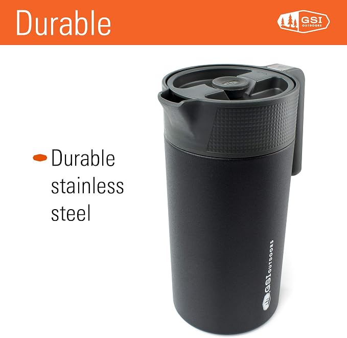 GSI Outdoors Glacier Stainless JavaPress, 30 fl oz, French Press Mug
