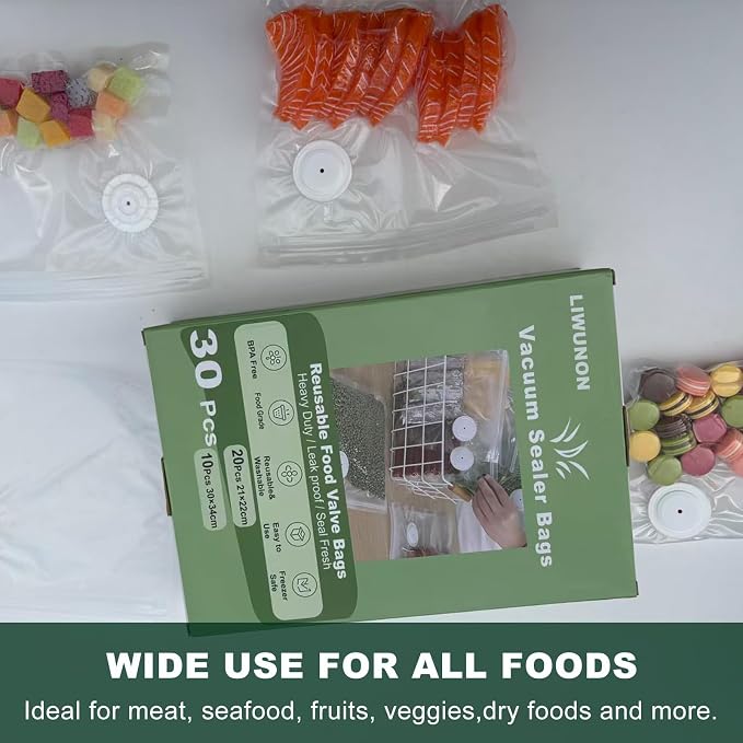 Vacuum Sealer Bags Rolls 6 Pack, 3 Rolls 11" x 20' &3 Rolls 8" x 20', BPA-Free Commercial Grade Food Storage Rolls, Compatible with Most Vacuum Sealer Machines for Meal Prep (Clear)
