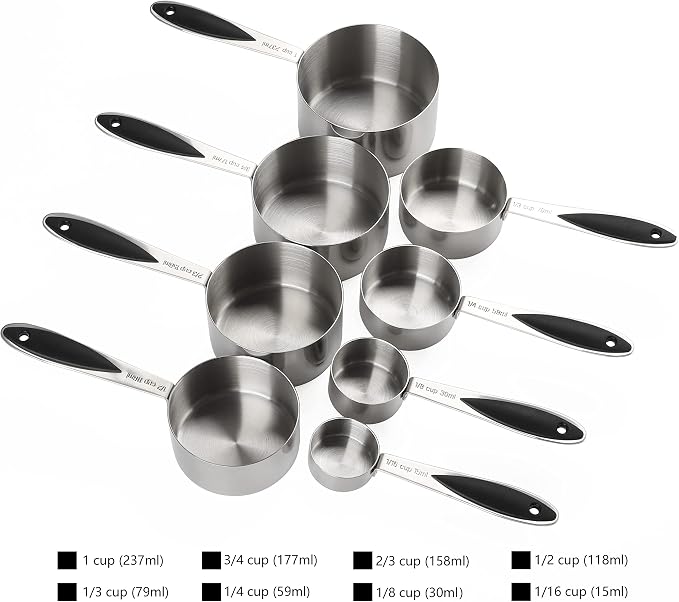 Measuring Cups and Spoons Set of 17 Double Sided Magnetic Measuring Spoons | Stainless Steel Measuring Cups Nesting Magnetic Measuring Spoons Set with 1 Leveler for Dry and Liquid Ingredients