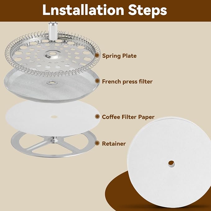 150 Pcs Disposable Coffee Filters for Bodum French Press 34 Oz | White Percolator Filters for Bodum 34oz Brazil French Press, Tear-resistant When Wet, Prevent Coffee Grounds Leakage
