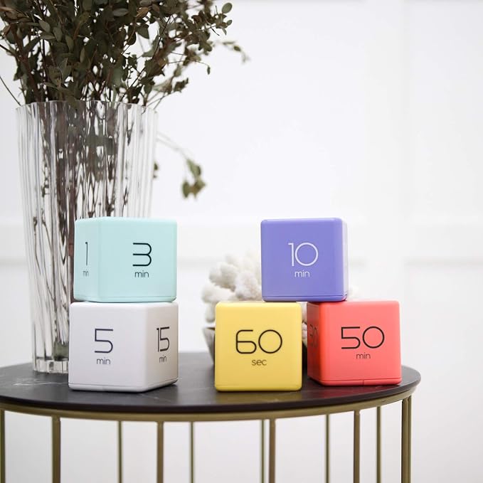 mooas Cube Timer, Flip, Block, Productivity, Time Management (Coral) | 10/30/50/60 Min Countdown Timer, Battery Operated, 2-Level Alarm Vol, Easy to Use, ADHD, Exercise, Study, Cooking