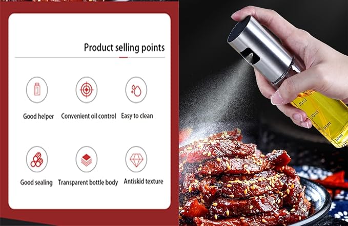 NIKKIER Oil Sprayer for Cooking,2 Pack 100ml Olive Oil Spritzer,Oil Sprayer for Air Fryer, Salad,BBQ,Roasting