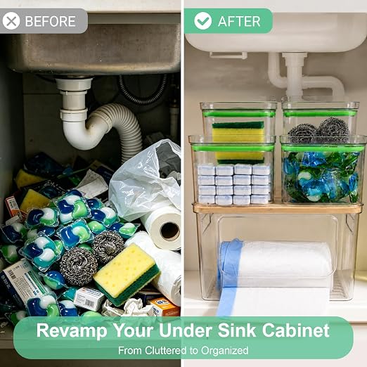 5-in-1 Trash Bag Dispenser, Laundry & Dishwasher Pods Storage Container | Space-Saving Under Sink Garbage Bag Dispenser for 13/30/33 Gallon Bags & Laundry Room Storage. Home Organization Must Haves!