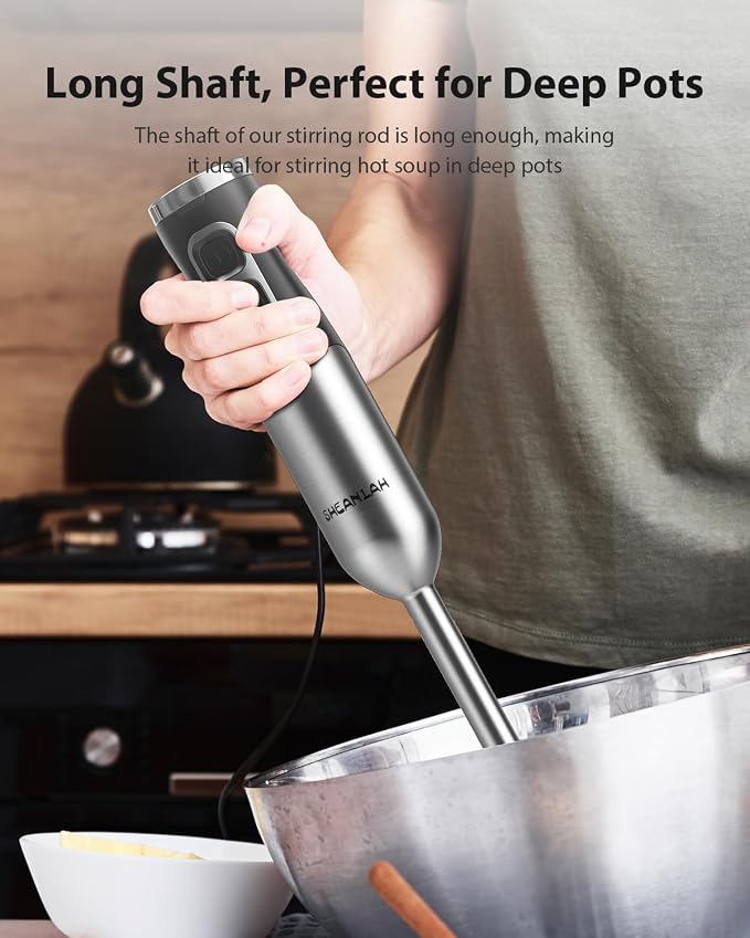 1000W Powerful Immersion Blender Handheld, 2026 New Update Hand Blender with 25-Speed and Heavy-Duty Copper Motor (Silver)