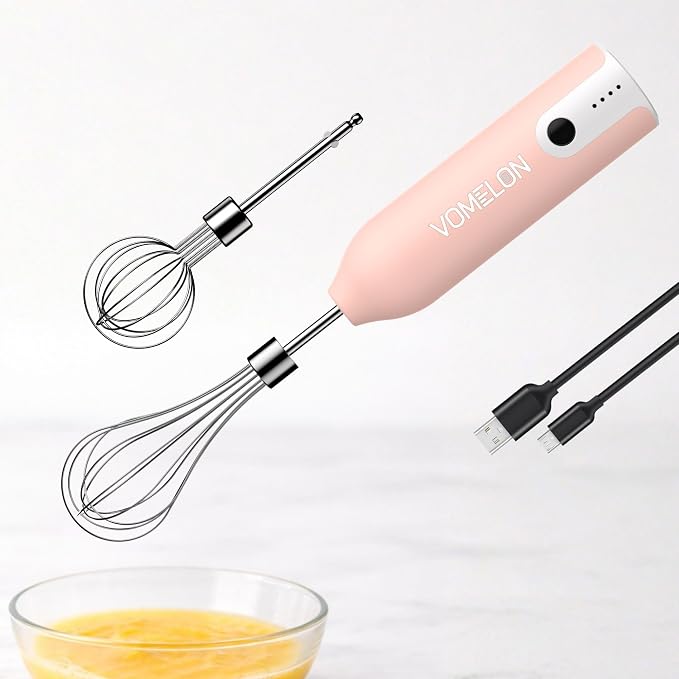Electric Egg Beater Whisk, USB Charging Mixer, Three-Speed Adjustment, Suitable for Whisking Eggs, Cream, Sauce, Jam Supplements and More, Pink
