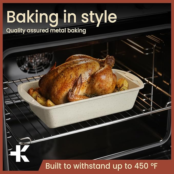 Nonstick Loaf Pan Set Pack of 1, Carbon Steel 11" Large Baking Bread Pan, Oven Safe Up to 450°F, PFOA, PFOS, PTFE Free, Space Saving Stackable Design, Stain Resistant, Dishwasher Friendly,White Marble