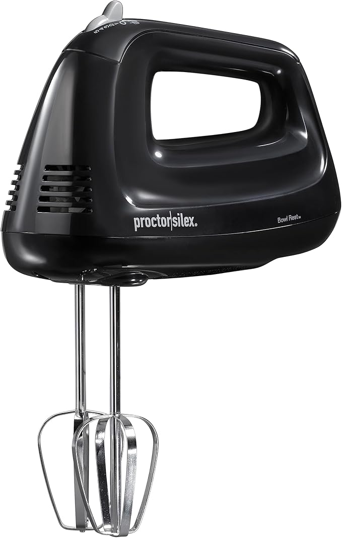 Proctor Silex Easy Mix 5-Speed Electric Hand Mixer with Bowl Rest | Compact and Lightweight | 215 Watts of Peak Power | Black | 62511