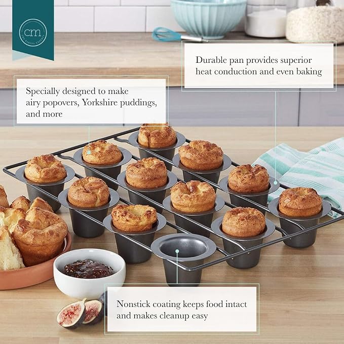 Chicago Metallic 26121 Professional 12-Cup Non-Stick Mini-Popover Pan, 16-Inch-by-10.75-Inch (Pack of 6)